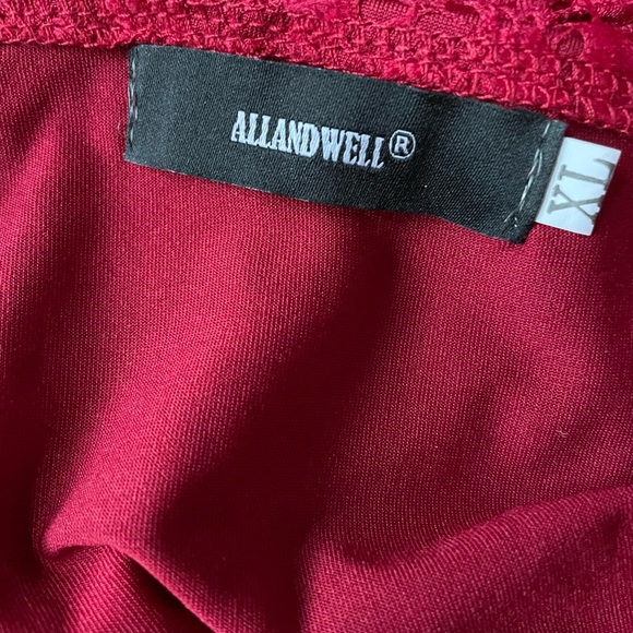 ALLANDWELL Womens Red Floral Lace Short Sleeve Knee Length Bodycon Dress Size XL - Picture 8 of 12